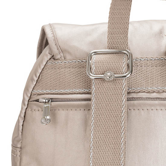 Kipling City Pack Small Metallic Ryggsekk Beige | NO 1700FD